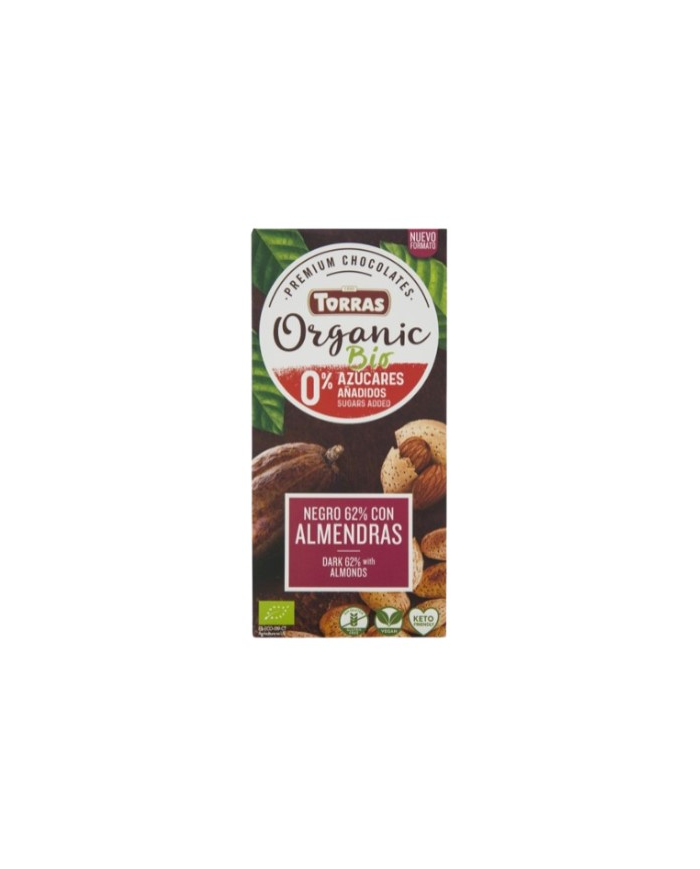Chocolate negro 62% almendras 100g torras