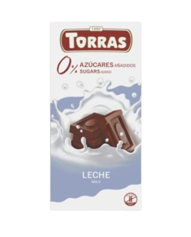 Chocolate leche sin azucar 75g torras
