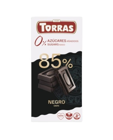 Chocolate negro 85% sin azucar 75g torras