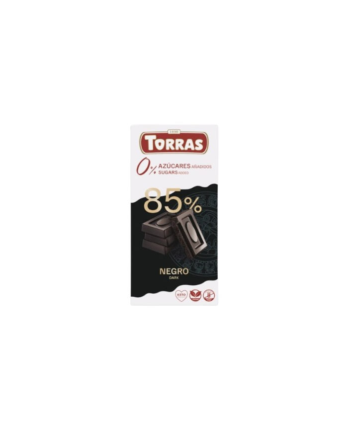 Chocolate negro 85% sin azucar 75g torras