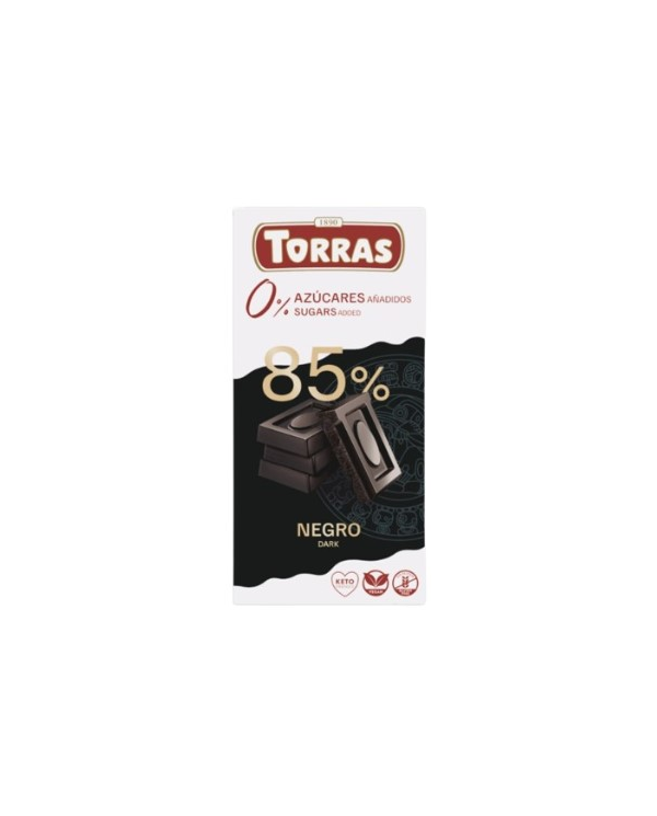 Chocolate negro 85% sin azucar 75g torras